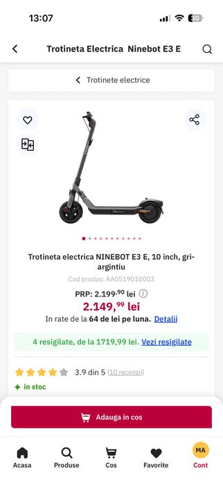 Trotinetă electrică Segway Ninebot E3 E – ca nouă, cumpărată în aprilie 2026