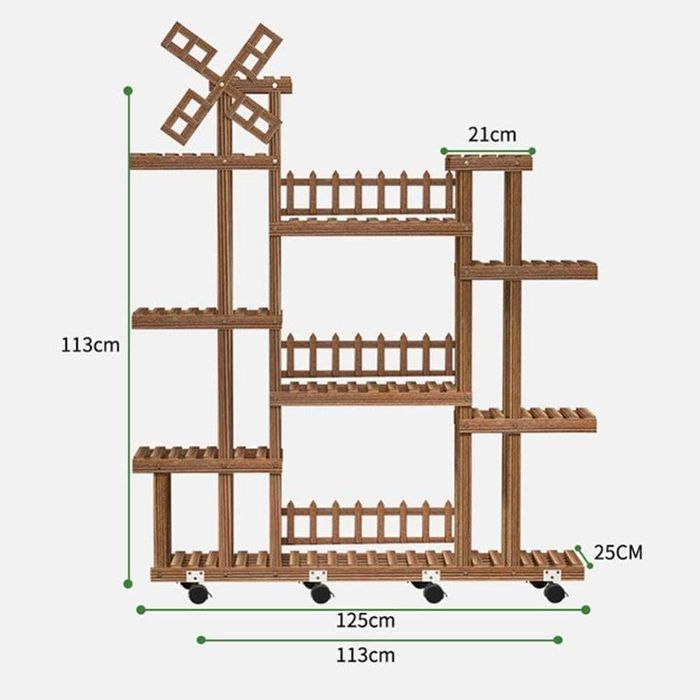 Цветарник, рустик дизайн и солидна конструкция, стълба, рафт №6