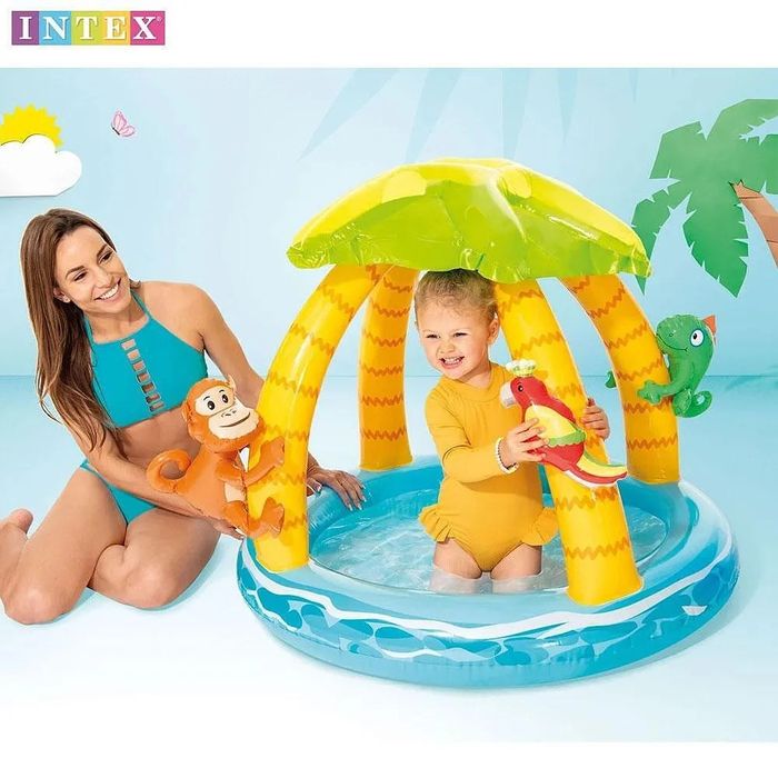 Детски надуваем басейн със сенник Intex, 102 х 86 см