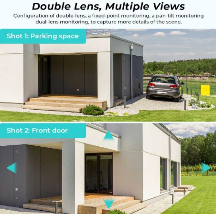Водоустойчива Двойнa PTZ WiFi камера за Видеонаблюдение, 6MPХ, ICSEE