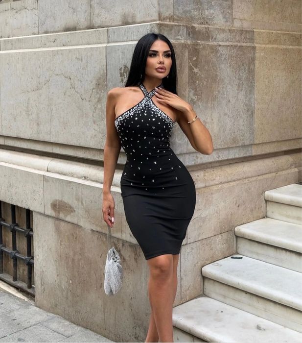 Официална Рокля с камъни Трендиол