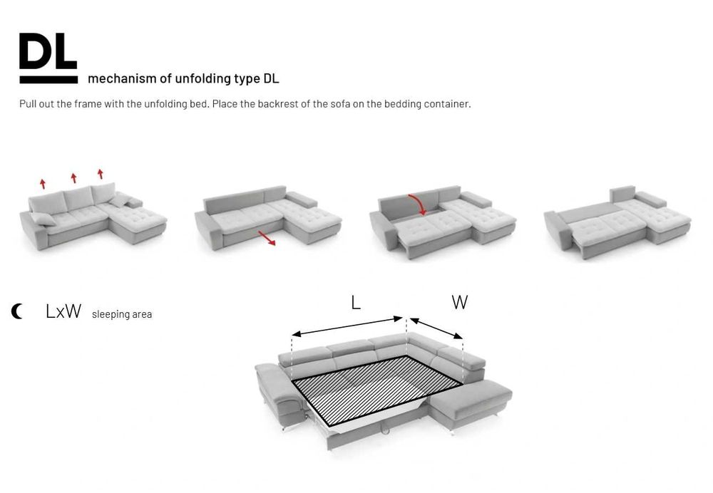 Colțar extensibil Prato, pe stânga, gri, alb
