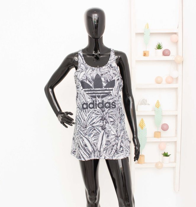 Adidas Originals Tropical дамски потник oversize сиво бял L