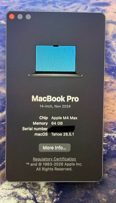 НАЛИЧЕН Apple MacBook Pro 14” M4 Max • 16 CPU/40 GPU • 64GB Unified Memory • 4TB SSD С Гаранция