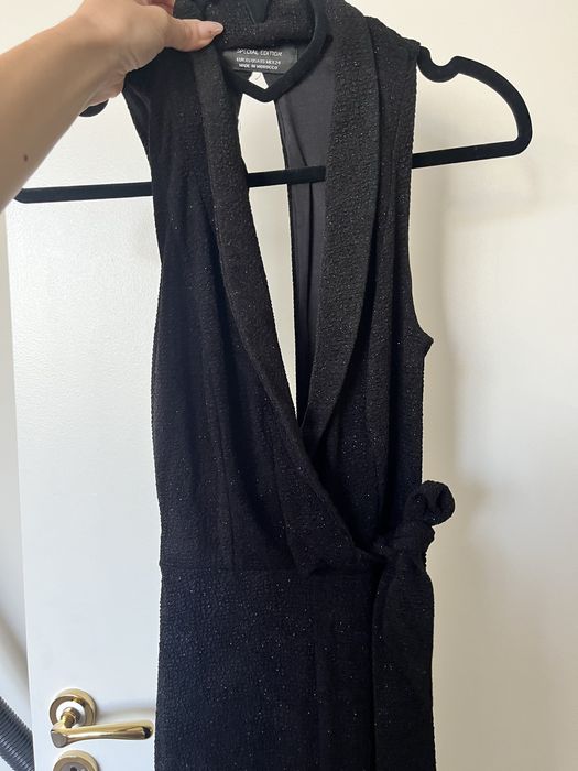 Черен елегантен гащеризон с блсък