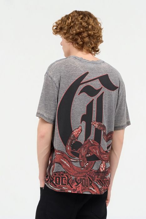 Мъжка тениска Just Cavalli T-Shirt With Logo And Snakes 
мъжка тениска