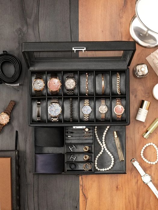Шкатулка для часов очков и украшений большая с замком