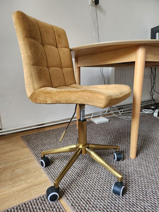 Vand scaun de birou rotativ auriu catifea, ergonomic, Galbenn Miere