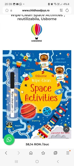 Cărți reutilizabile cu activități și jocuri diverse, Usborne, 3+