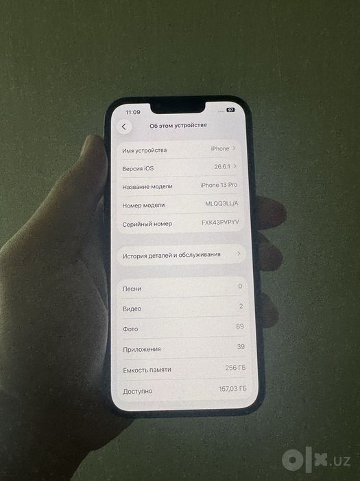 Iphone 13 pro 256g holati tinnu rasmda korsatilgan karobkasi yo