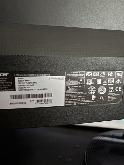Acer SB1 Monitor | SB271 | Black