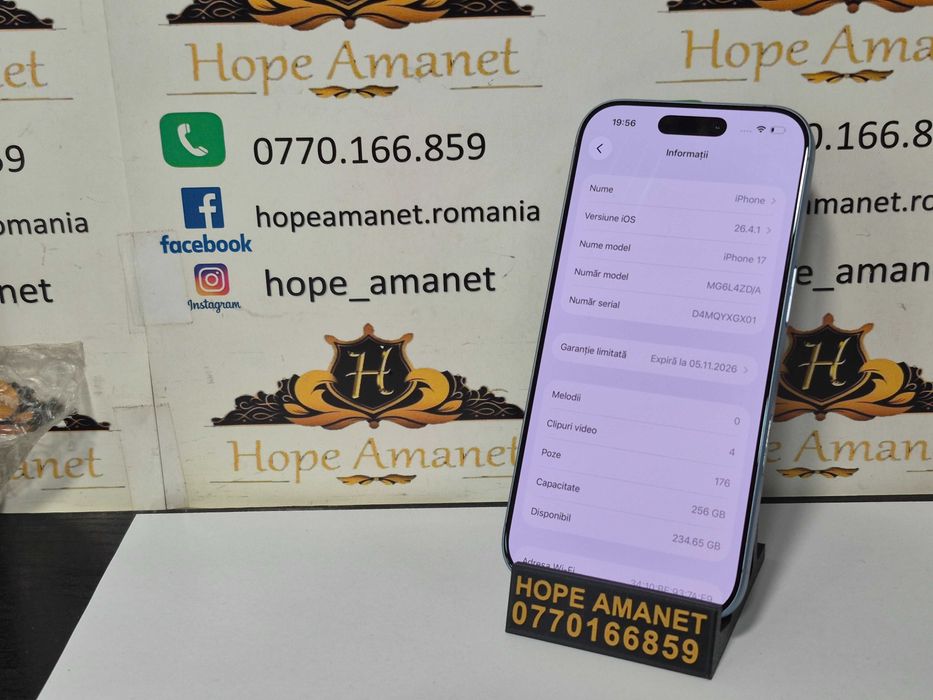 Hope Amanet P10/iPhone 17 256GB Garantie Apple