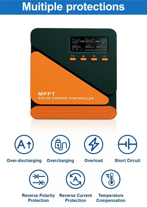 60a MPPT соларно зарядно - соларен контролер 12/24 v