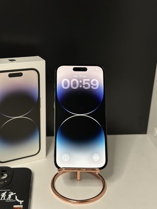 iPhone 14 Pro Space Black 128 GB 92% 128 GB 5G full box + husa ~ cablu