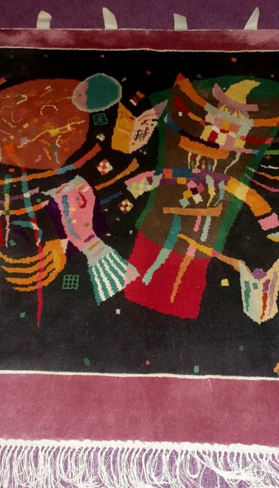 Covor carpeta de perete original hand made Kandinsky, matase, bumbac