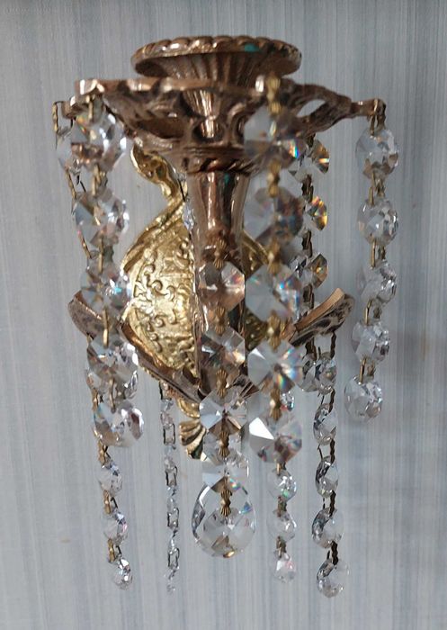 Подсвечники настенные (пара), бронза или латунь, хрусталь