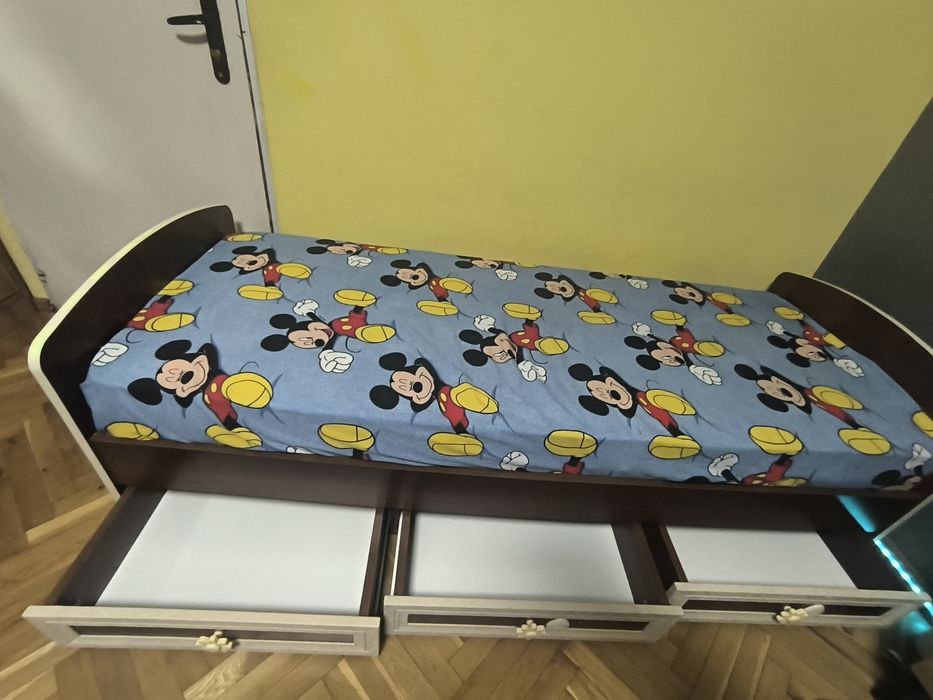 Детско легло с чекмеджета + матрак, 70×181 см