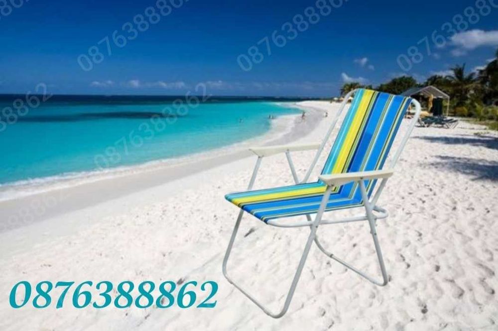 ПРОМО! Сгъваем плажен стол, до 80кг, Стол за градина, къмпинг, пикник