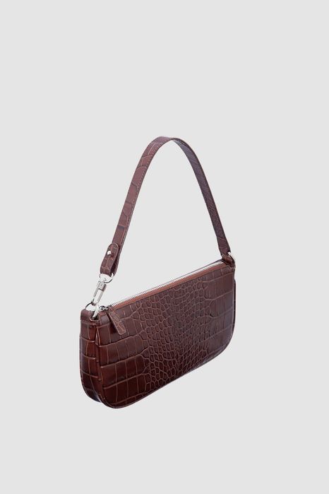 Дамска чанта BY FAR RACHEL Nutella Croco Embossed Leather Shoulder Bag