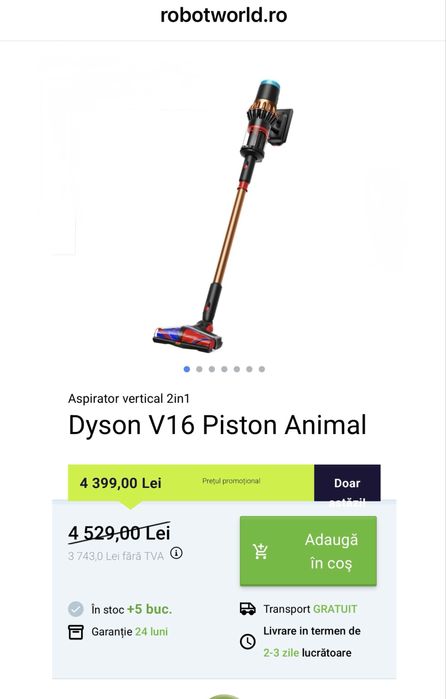 Aspirator Dyson v15 si Dyson v16 noi , nefolosite, laser led