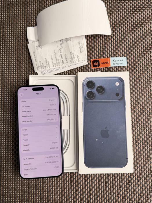 НОВ! 512Gb *ЛИЗИНГ* iPhone 17 Pro Max Deep Blue 24М ГАРАНЦИЯ Айфон