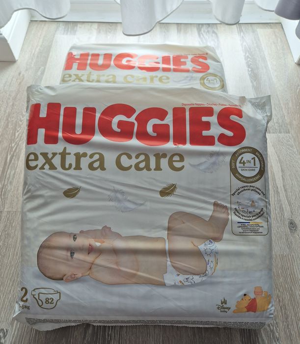 Pachet Scutece Huggies Extra Care 2, Mega, 3-6 kg, 164 buc