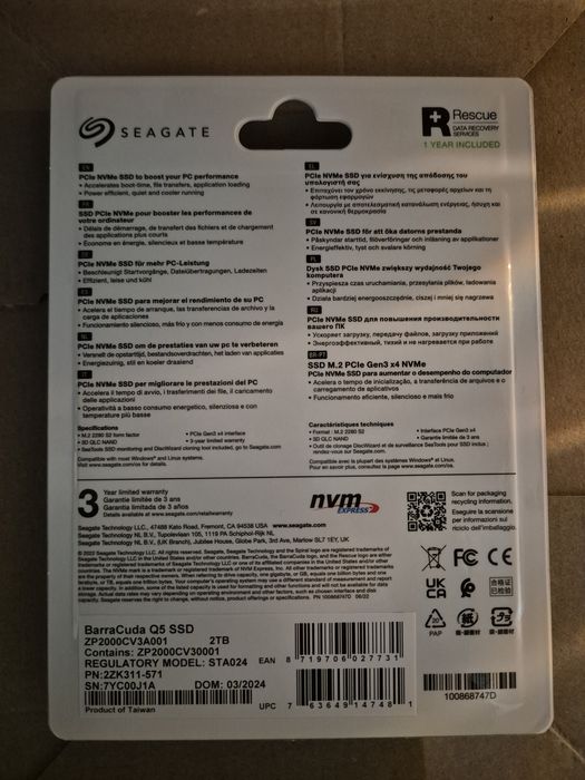 SSD 2TB nvme Seagate Q5 sigilat M.2 2280