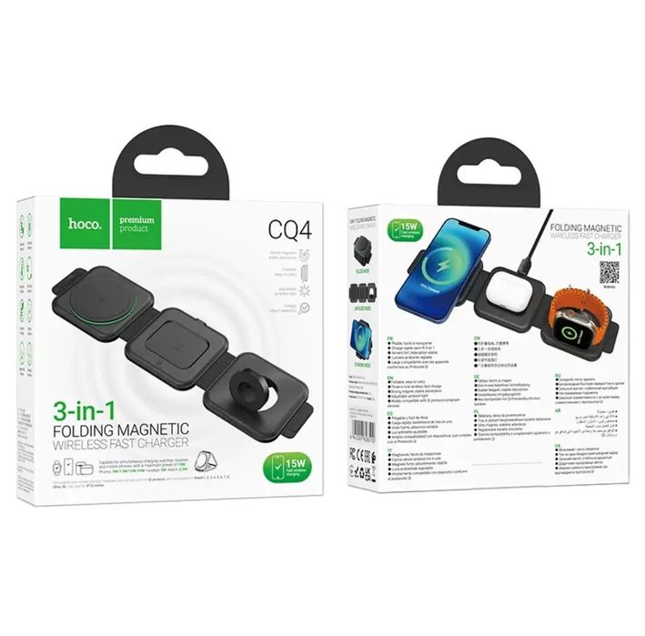 Hoco CQ4 Док-станция 3 в 1 Magnetic 15W iPhone 14 и 15 iWatch AirPods