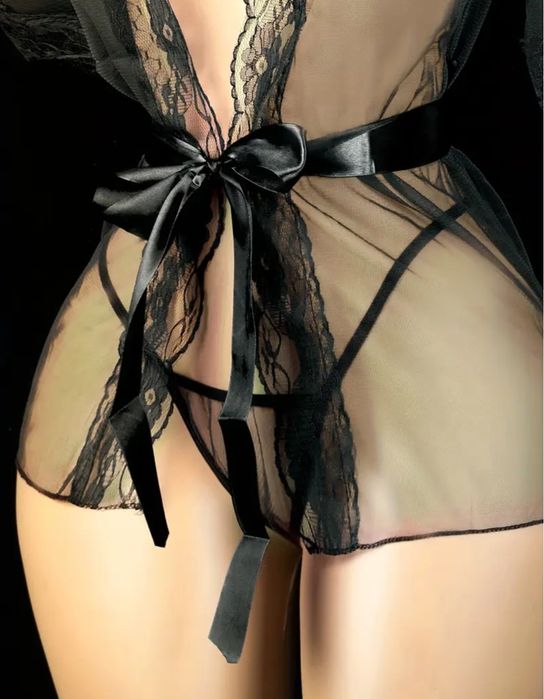 Еротичен халат черен цвят