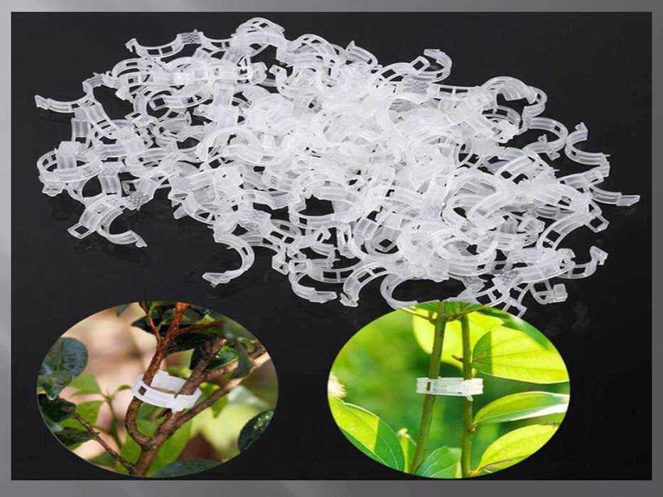 Set 100 cleme  reutilizabile de sustinere pentru plante