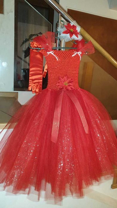 Rochita TUTU Craciunita Doamna Craciun rosie serbare iarna