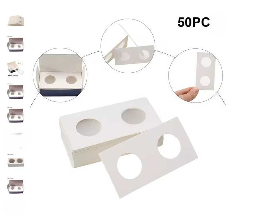 Vând 50 capsule de hârtie pentru protejarea monedelor 23 25 29 30,5 mm