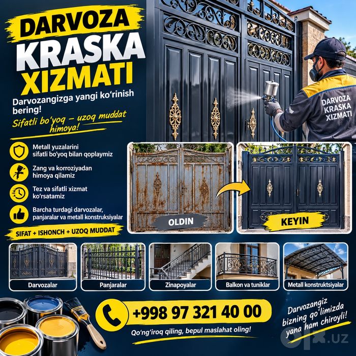 По краска варот DARVOZA KRASKA XIZMATI | SIFATLI BO‘YOQ svarchik usta