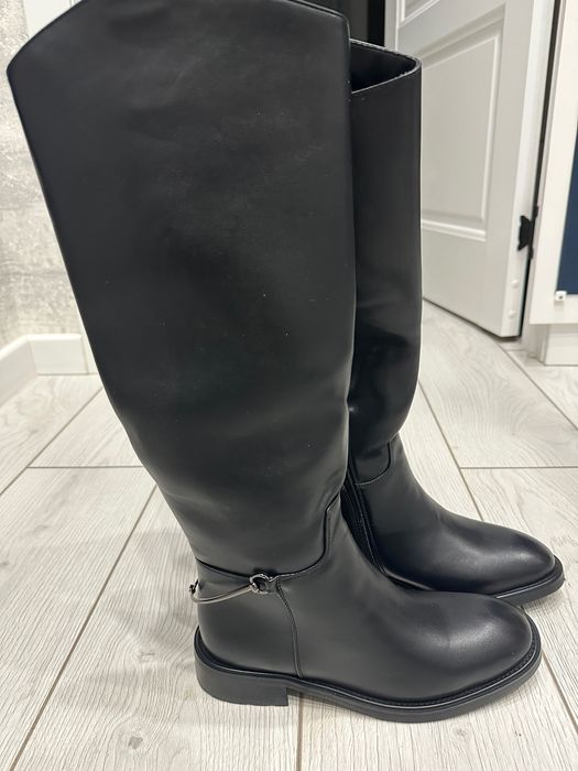 Кожаные зимние сапоги