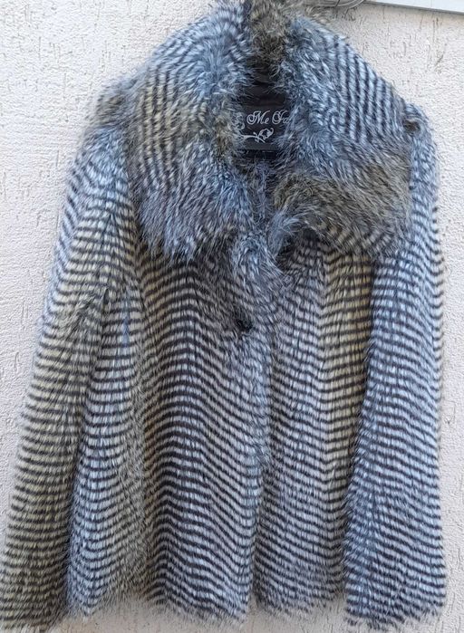 Haină blană ecologică, fir lung, 3/4, L, fabricată in Marea Britanie