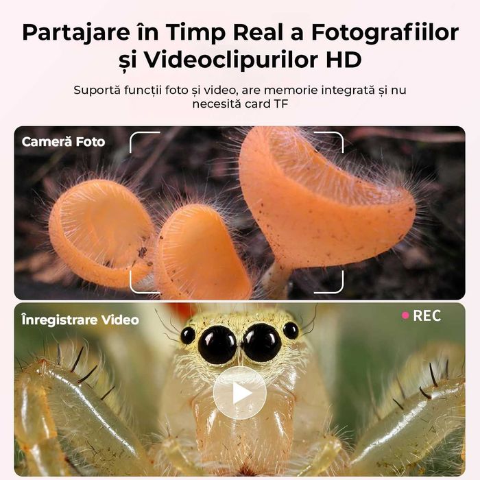 Microscop pentru Copii Digital, Zoom, Foto/Video, Roz, Cadou copii