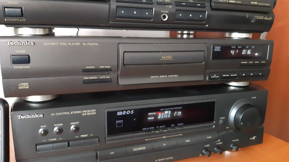 Technics Line, deck dublu RS TR474 M2, CD player SL-PG370A, receiver SA-EX140 cu telecomanda originala