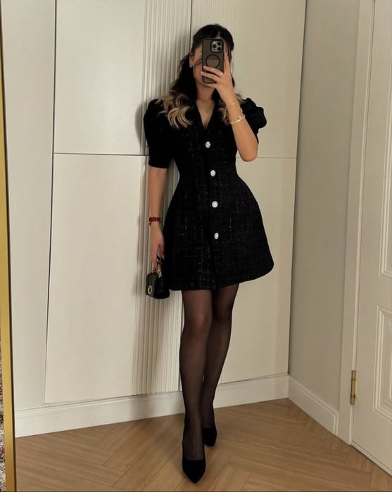 женское платье твидовое