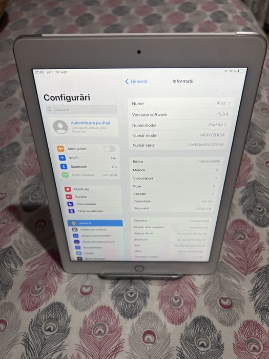 Tableta ipad air 2  cellular cartela gsm
