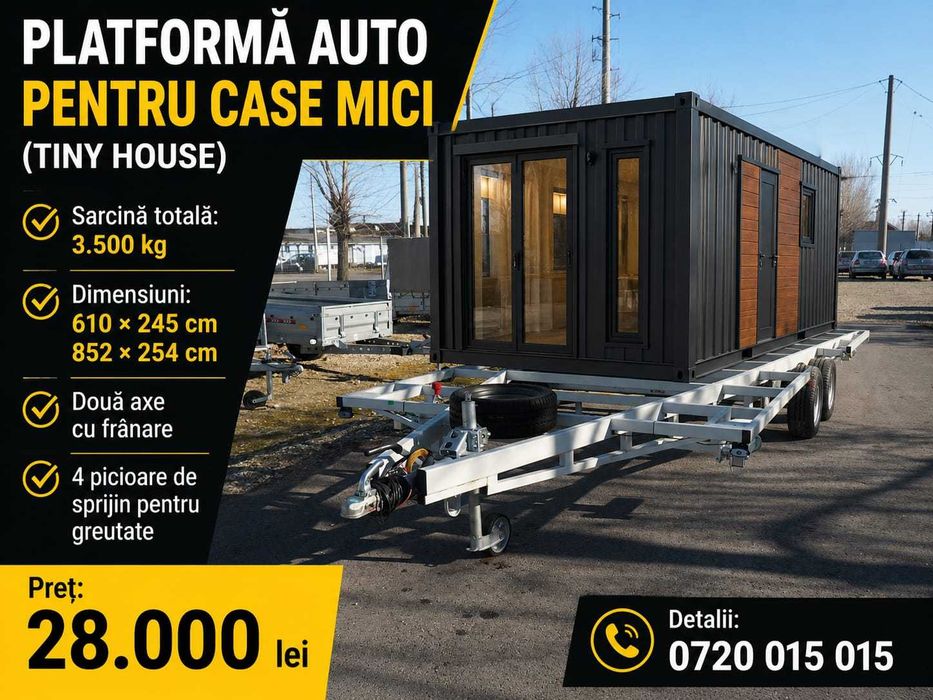 Platformă auto pentru montare container