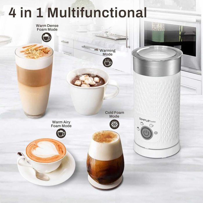 Пенообразувател за мляко SimpleTaste 4в1 (Бял)