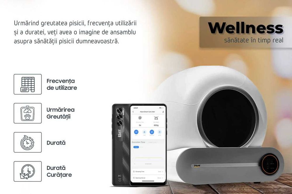 litiera automata iHunt (Shaw) V1 functionala utila practica Wi-fi