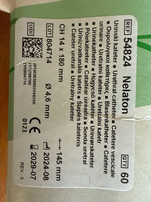 Vând Catetere / Sonde urinare Nelaton CH 14 (180 mm) – Cutie 60 buc.