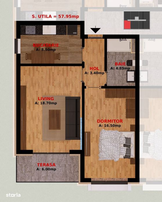 Apartament 2 camere la 1,5 km de Buc, TVA inclus. 2