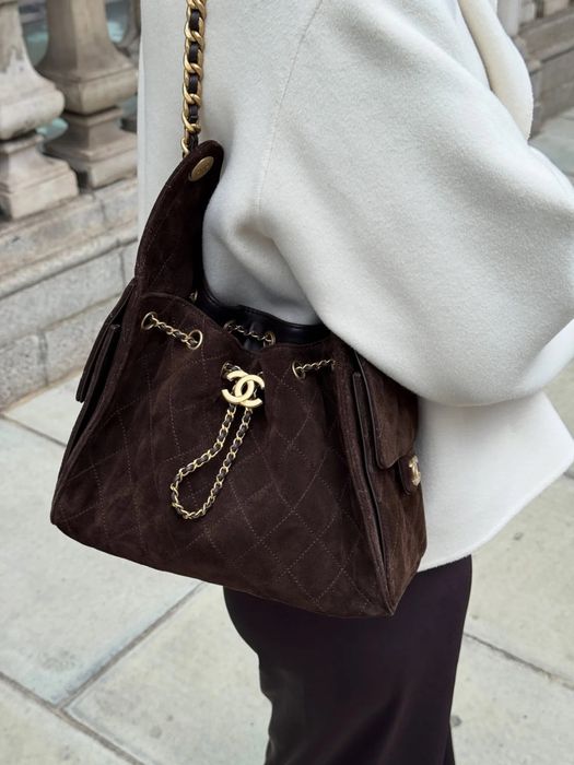 Сумка Шанель-мешок замшевый