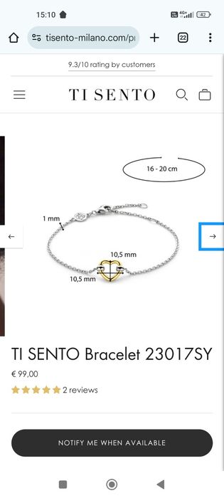 Ti sento сребърен комплект пръстен и гривна