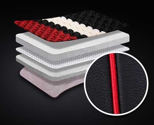 Луксозни калъфи за седалки Комплект Черна Кожена универсална тапицерия