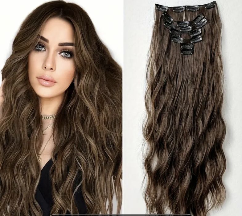 Комплект коса с клипс - екстеншъни 60см термоустойчива - 7 реда