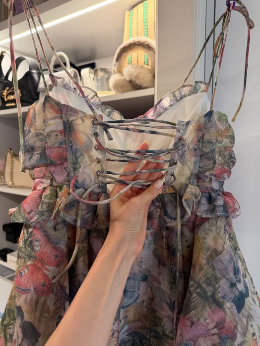 Babydoll chiffon dress butterfly print