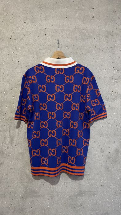 Tricou gucci polo albastru si portocalii colectia noua premium